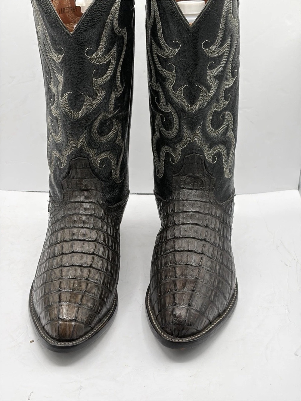 Tony Lama Exotic Caiman Belly Black Leather  Cowboy Boots